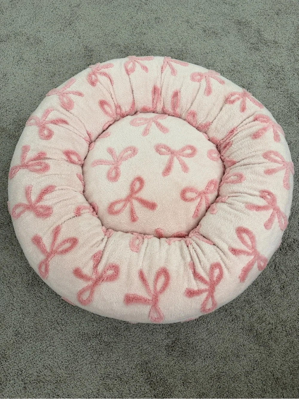 Pink Bow Round donut Bed for dogs